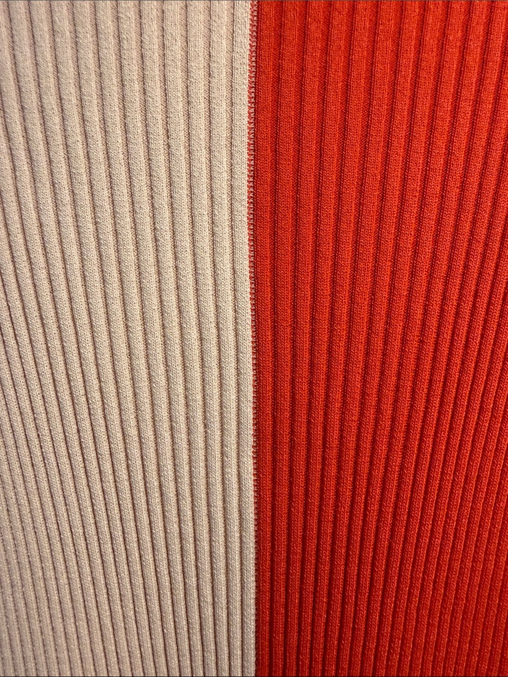 STAUD Colorblock Ribbed V-Neck Cardigan - Red & Light Pink - Picture 4 of 5